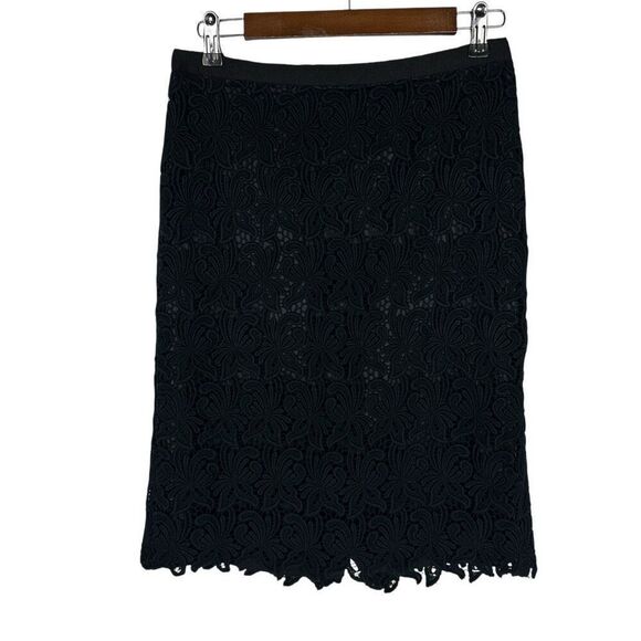 Talbots size 2 Black Crochet Overlay Pencil Skirt - Picture 1 of 6